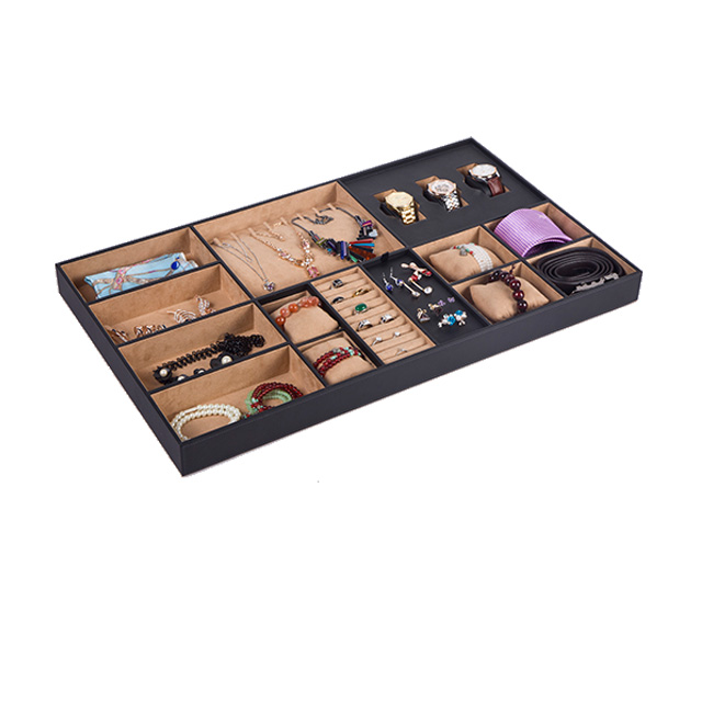 Personalized MDF Velvet PU Jewelry Tray Inserts for Drawers for Closet